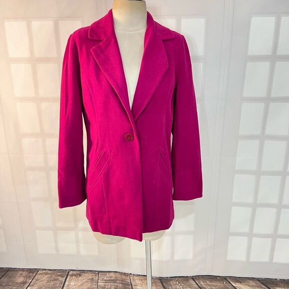 Chico's Hot Pink One Button Notch Lapel Micro Fiber Blazer Jacket Size 0 - Picture 1 of 10